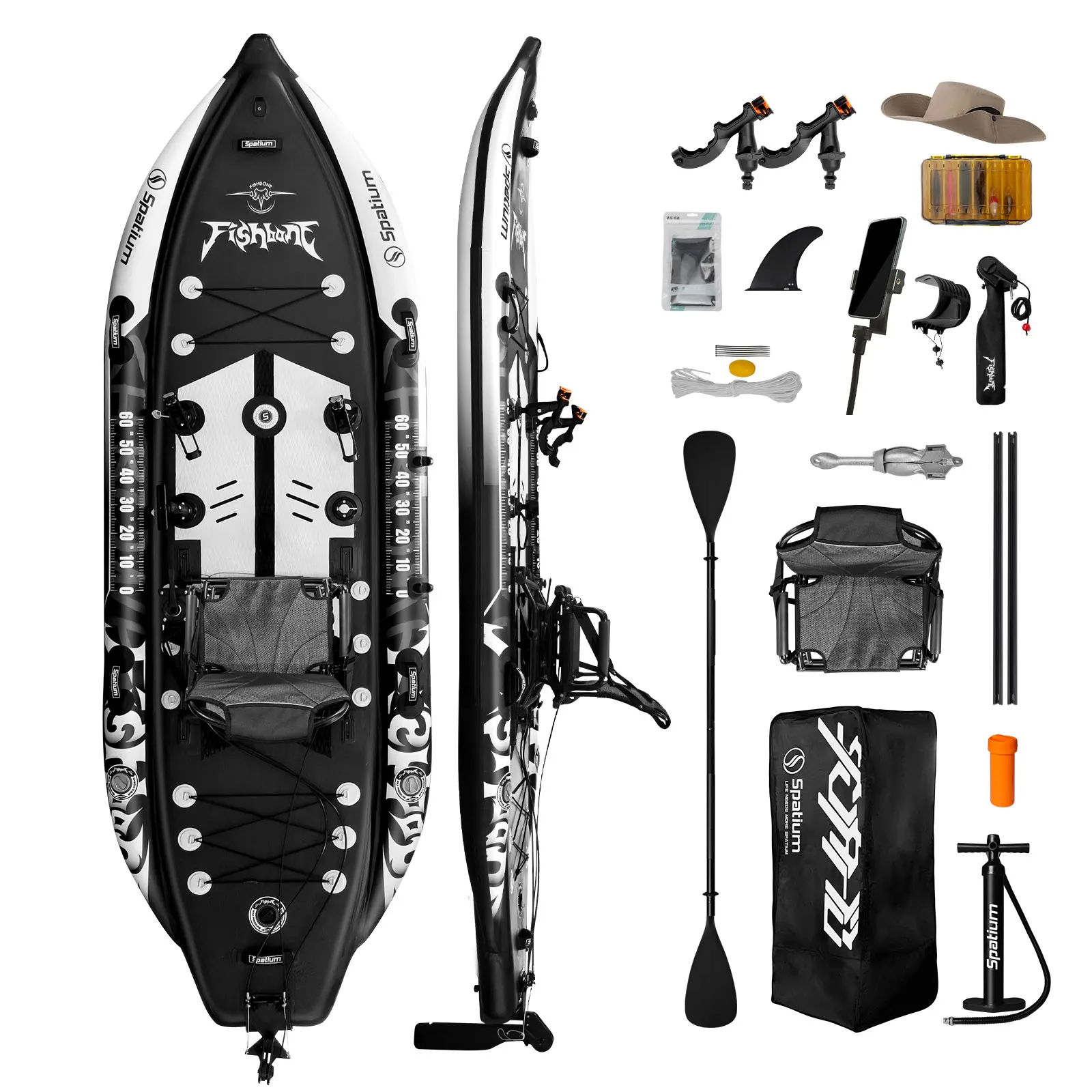 Drop Stitch Touring Kayak 1 Person - Nadmuchiwany kajak do wędkowania, system napędowy