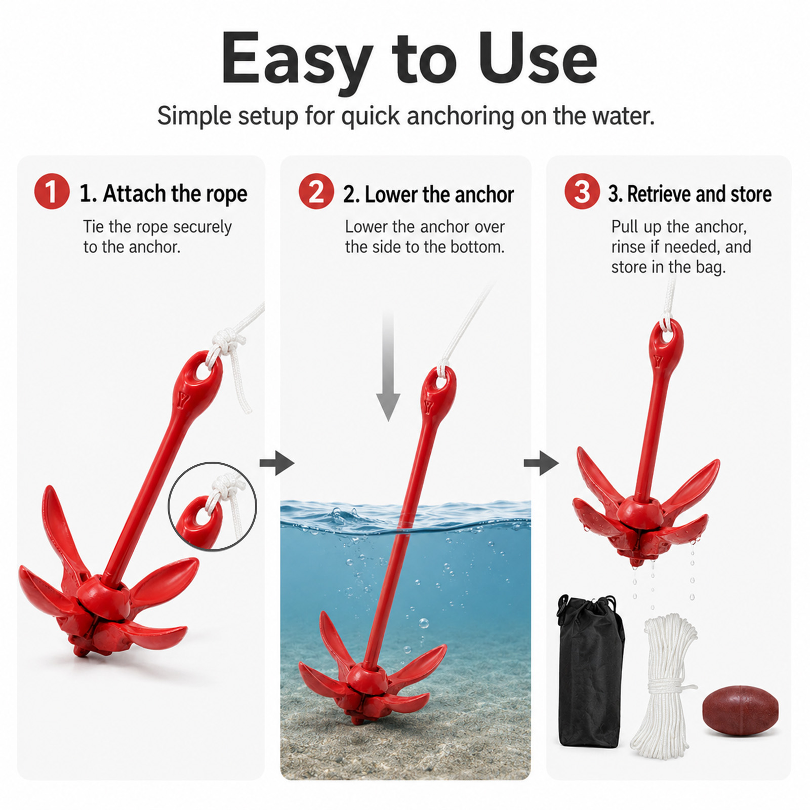 Zestaw kotwicy do kajaka morsk – Kayak Anchor Kit Folding 1.5Kg recenzja i cena
