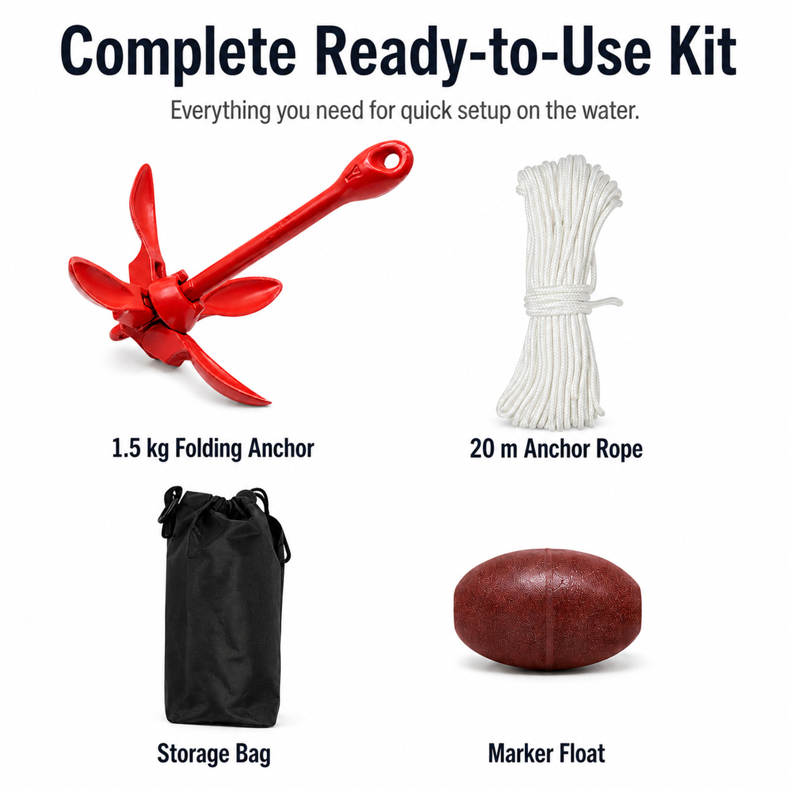 Zestaw kotwicy do kajaka morsk – Kayak Anchor Kit Folding 1.5Kg recenzja i cena